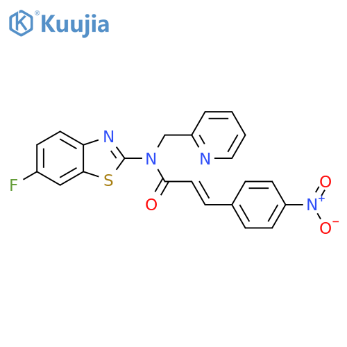 (2E)-N-(6-fluoro-1,3-benzothiazol-2-yl)-3-(4-nitrophenyl)-N-(pyridin-2-yl)methylprop-2-enamide structure