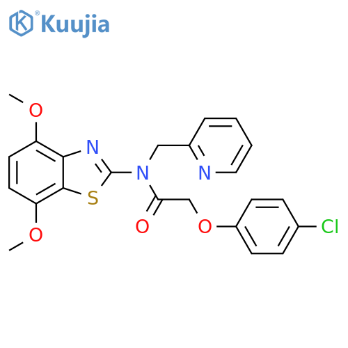 2-(4-chlorophenoxy)-N-(4,7-dimethoxy-1,3-benzothiazol-2-yl)-N-(pyridin-2-yl)methylacetamide structure