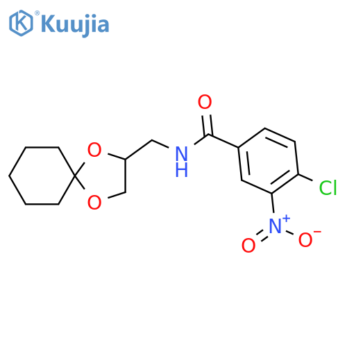 4-chloro-N-({1,4-dioxaspiro4.5decan-2-yl}methyl)-3-nitrobenzamide structure