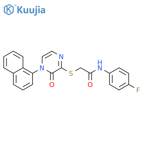 N-(4-fluorophenyl)-2-{4-(naphthalen-1-yl)-3-oxo-3,4-dihydropyrazin-2-ylsulfanyl}acetamide structure