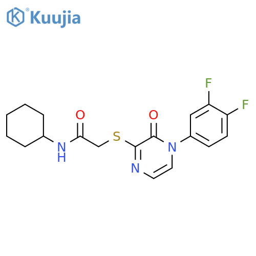 N-cyclohexyl-2-{4-(3,4-difluorophenyl)-3-oxo-3,4-dihydropyrazin-2-ylsulfanyl}acetamide structure