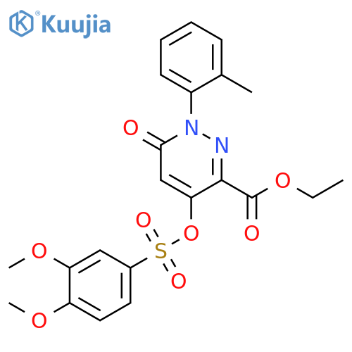 ethyl 4-(3,4-dimethoxybenzenesulfonyl)oxy-1-(2-methylphenyl)-6-oxo-1,6-dihydropyridazine-3-carboxylate structure