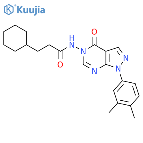 3-cyclohexyl-N-1-(3,4-dimethylphenyl)-4-oxo-1H,4H,5H-pyrazolo3,4-dpyrimidin-5-ylpropanamide structure