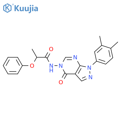 N-1-(3,4-dimethylphenyl)-4-oxo-1H,4H,5H-pyrazolo3,4-dpyrimidin-5-yl-2-phenoxypropanamide structure