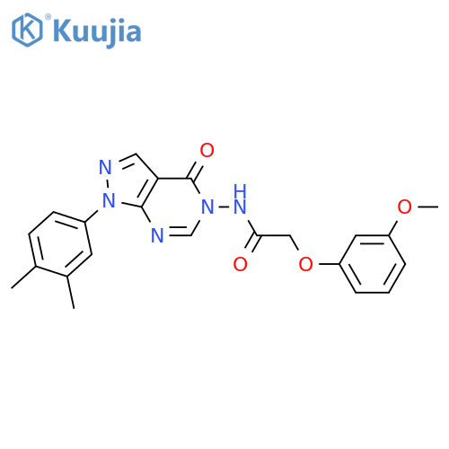N-1-(3,4-dimethylphenyl)-4-oxo-1H,4H,5H-pyrazolo3,4-dpyrimidin-5-yl-2-(3-methoxyphenoxy)acetamide structure