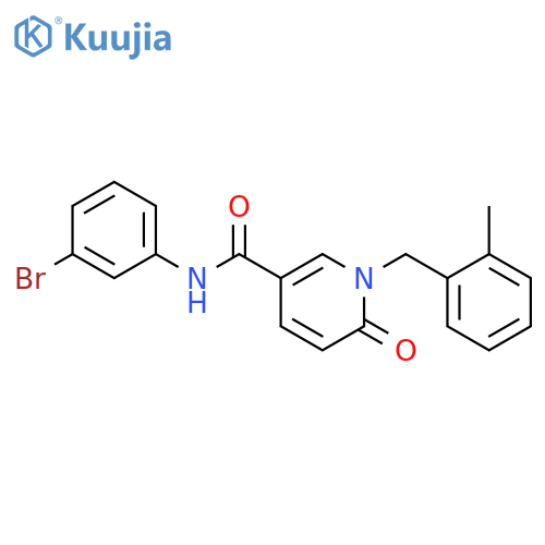N-(3-bromophenyl)-1-(2-methylphenyl)methyl-6-oxo-1,6-dihydropyridine-3-carboxamide structure