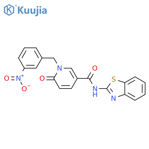 N-(1,3-benzothiazol-2-yl)-1-(3-nitrophenyl)methyl-6-oxo-1,6-dihydropyridine-3-carboxamide structure