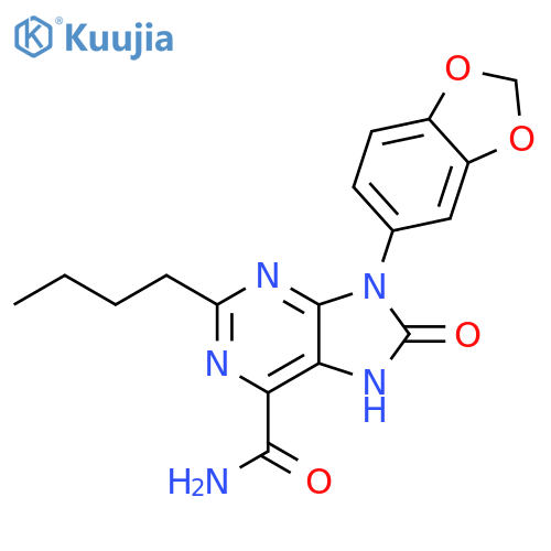 9-(2H-1,3-benzodioxol-5-yl)-2-butyl-8-oxo-8,9-dihydro-7H-purine-6-carboxamide structure
