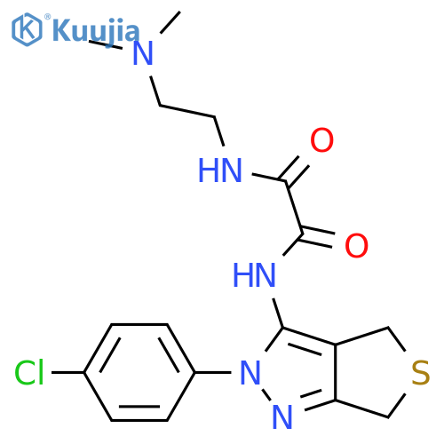 N'-2-(4-chlorophenyl)-2H,4H,6H-thieno3,4-cpyrazol-3-yl-N-2-(dimethylamino)ethylethanediamide structure