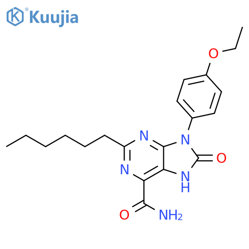 9-(4-ethoxyphenyl)-2-hexyl-8-oxo-8,9-dihydro-7H-purine-6-carboxamide structure