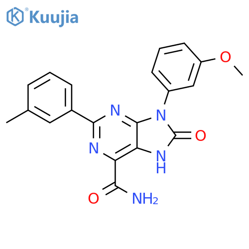 9-(3-methoxyphenyl)-2-(3-methylphenyl)-8-oxo-8,9-dihydro-7H-purine-6-carboxamide structure