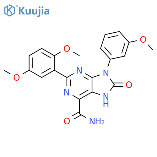 2-(2,5-dimethoxyphenyl)-9-(3-methoxyphenyl)-8-oxo-8,9-dihydro-7H-purine-6-carboxamide structure