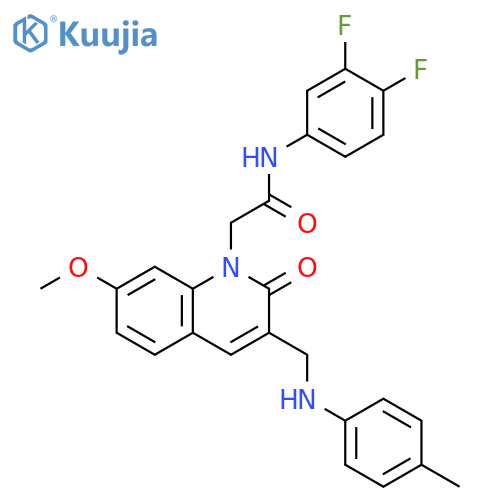 N-(3,4-difluorophenyl)-2-(7-methoxy-3-{(4-methylphenyl)aminomethyl}-2-oxo-1,2-dihydroquinolin-1-yl)acetamide structure