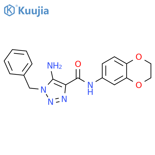 5-amino-1-benzyl-N-(2,3-dihydro-1,4-benzodioxin-6-yl)-1H-1,2,3-triazole-4-carboxamide structure