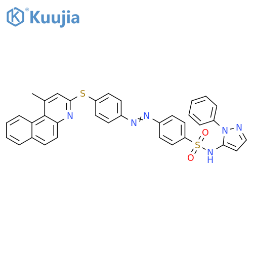 Benzenesulfonamide, 4-[2-[4-[(1-methylbenzo[f]quinolin-3-yl)thio]phenyl]diazenyl]-N-(1-phenyl-1H-pyrazol-5-yl)- structure