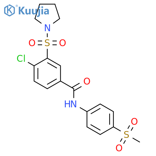 4-chloro-N-(4-methanesulfonylphenyl)-3-(pyrrolidine-1-sulfonyl)benzamide structure