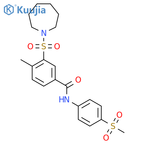 3-(azepane-1-sulfonyl)-N-(4-methanesulfonylphenyl)-4-methylbenzamide structure