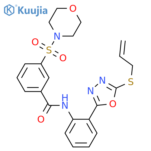 3-(morpholine-4-sulfonyl)-N-{2-5-(prop-2-en-1-ylsulfanyl)-1,3,4-oxadiazol-2-ylphenyl}benzamide structure