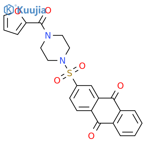 2-{4-(furan-2-carbonyl)piperazin-1-ylsulfonyl}-9,10-dihydroanthracene-9,10-dione structure