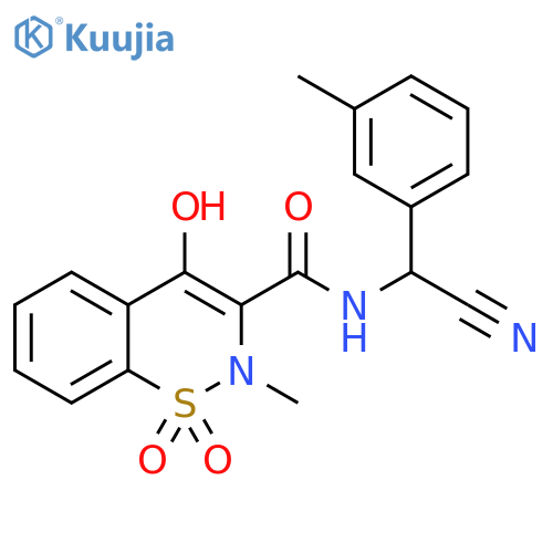 2H-1,2-Benzothiazine-3-carboxamide, N-[cyano(3-methylphenyl)methyl]-4-hydroxy-2-methyl-, 1,1-dioxide structure