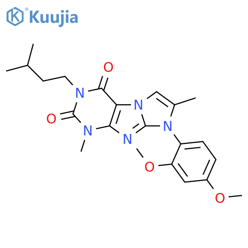 8-(2,4-dimethoxyphenyl)-1,7-dimethyl-3-(3-methylbutyl)-1H,2H,3H,4H,8H-imidazo1,2-gpurine-2,4-dione structure