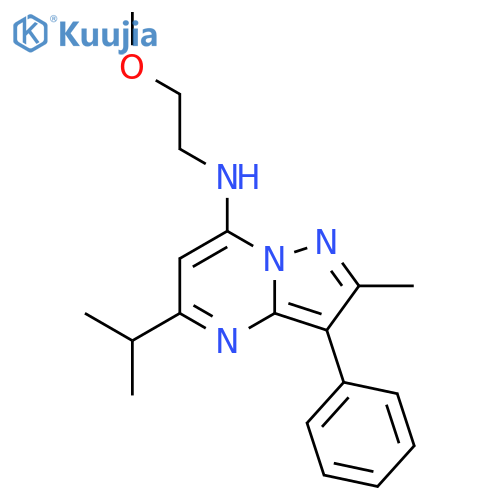 N-(2-methoxyethyl)-2-methyl-3-phenyl-5-(propan-2-yl)pyrazolo1,5-apyrimidin-7-amine structure