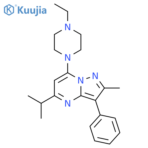 1-ethyl-4-2-methyl-3-phenyl-5-(propan-2-yl)pyrazolo1,5-apyrimidin-7-ylpiperazine structure