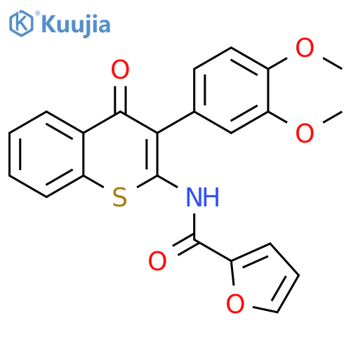N-3-(3,4-dimethoxyphenyl)-4-oxo-4H-thiochromen-2-ylfuran-2-carboxamide structure