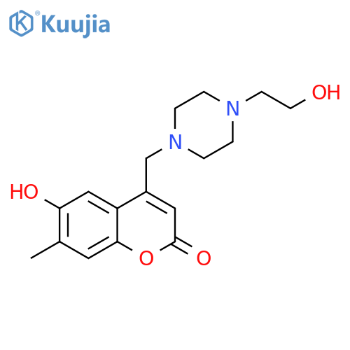 6-hydroxy-4-{4-(2-hydroxyethyl)piperazin-1-ylmethyl}-7-methyl-2H-chromen-2-one structure