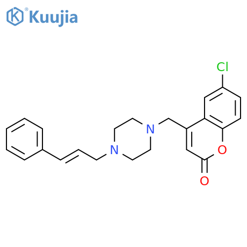 6-chloro-4-({4-(2E)-3-phenylprop-2-en-1-ylpiperazin-1-yl}methyl)-2H-chromen-2-one structure