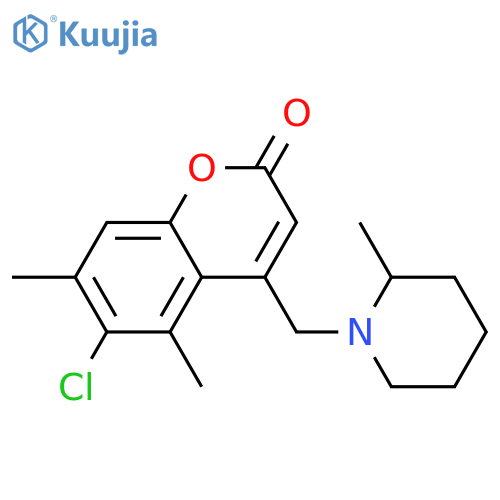 6-chloro-5,7-dimethyl-4-(2-methylpiperidin-1-yl)methyl-2H-chromen-2-one structure