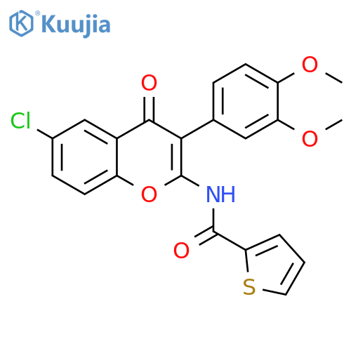 N-6-chloro-3-(3,4-dimethoxyphenyl)-4-oxo-4H-chromen-2-ylthiophene-2-carboxamide structure