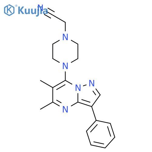 2-(4-{5,6-dimethyl-3-phenylpyrazolo1,5-apyrimidin-7-yl}piperazin-1-yl)acetonitrile structure