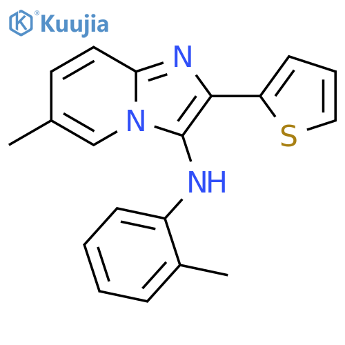 6-methyl-N-(2-methylphenyl)-2-(thiophen-2-yl)imidazo1,2-apyridin-3-amine structure