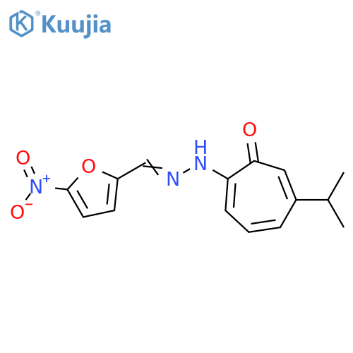 2-Furancarboxaldehyde, 5-nitro-,[5-(1-methylethyl)-7-oxo-1,3,5-cycloheptatrien-1-yl]hydrazone structure