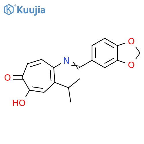 2,4,6-Cycloheptatrien-1-one, 5-[(1,3-benzodioxol-5-ylmethylene)amino]-2-hydroxy-4-(1-methylethyl)- structure