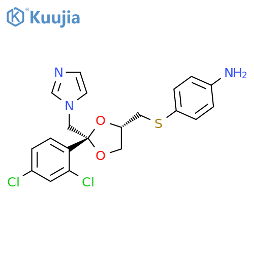 Benzenamine, 4-[[[2-(2,4-dichlorophenyl)-2-(1H-imidazol-1-ylmethyl)-1,3-dioxolan-4-yl]methyl]thio]-, cis- (9CI) structure