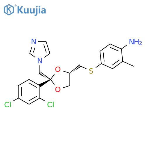 Benzenamine, 4-[[[2-(2,4-dichlorophenyl)-2-(1H-imidazol-1-ylmethyl)-1,3-dioxolan-4-yl]methyl]thio]-2-methyl-, cis- (9CI) structure