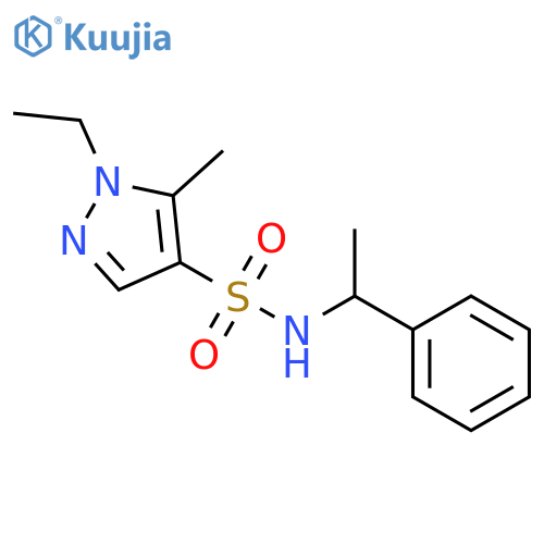 1-Ethyl-5-methyl-1H-pyrazole-4-sulfonic acid (1-phenyl-ethyl)-amide structure