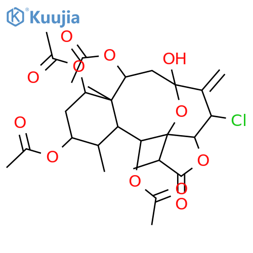 (1R,3aR,4S,6S,8S,8aR,9S,11R,12R,12aS,13S)-4-chloro-6-hydroxy-1,8a,12-trimethyl-5-methylidene-2-oxotetradecahydro-3aH-6,13a-epoxybenzo[4,5]cyclodeca[1,2-b]furan-8,9,11,13-tetrayl tetraacetate structure
