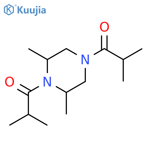 Piperazine, 2,6-dimethyl-1,4-bis(2-methyl-1-oxopropyl)- structure