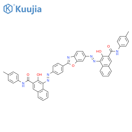 3-Hydroxy-4-[[4-[6-[[2-hydroxy-3-[[(4-methylphenyl)amino]carbonyl]-1-naphthalenyl]azo]-2-benzoxazolyl]phenyl]azo]-n-(4-methylphenyl)-2-naphthalenecarboxamide structure