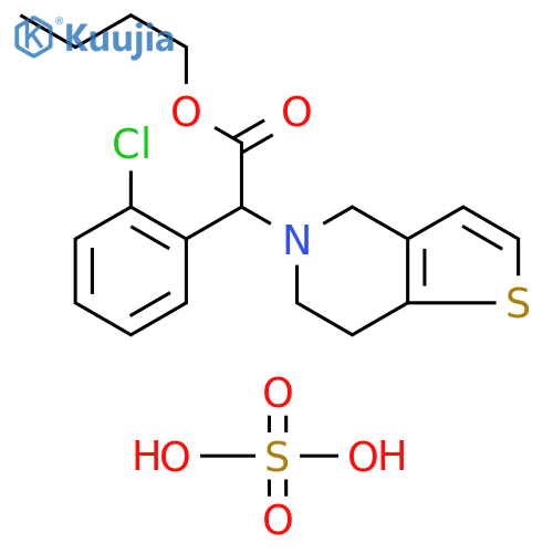 Thieno[3,2-c]pyridine-5(4H)-acetic acid, α-(2-chlorophenyl)-6,7-dihydro-, butyl ester, sulfate (2:1) structure