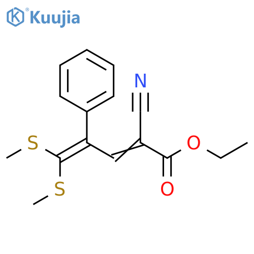 2,4-Pentadienoic acid, 2-cyano-5,5-bis(methylthio)-4-phenyl-, ethyl ester structure