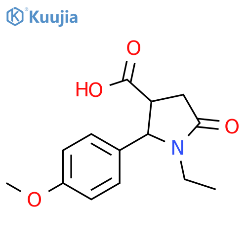1-Ethyl-2-(4-methoxy-phenyl)-5-oxo-pyrrolidine-3-carboxylic acid structure