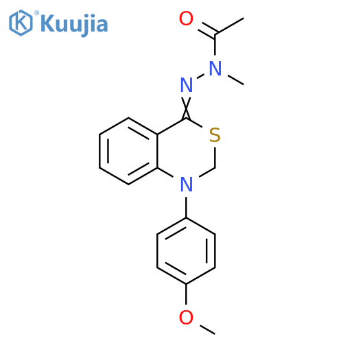 Acetic acid, 2-[1,2-dihydro-1-(4-methoxyphenyl)-4H-3,1-benzothiazin-4-ylidene]-1-methylhydrazide structure