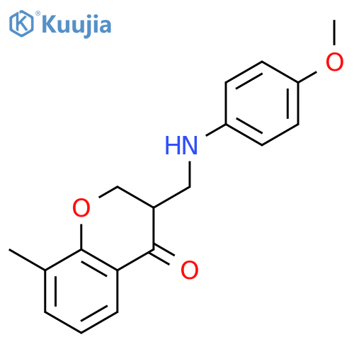4H-1-Benzopyran-4-one,2,3-dihydro-3-[[(4-methoxyphenyl)amino]methyl]-8-methyl- structure