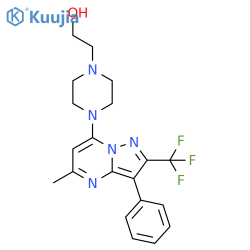 2-{4-5-methyl-3-phenyl-2-(trifluoromethyl)pyrazolo1,5-apyrimidin-7-ylpiperazin-1-yl}ethan-1-ol structure