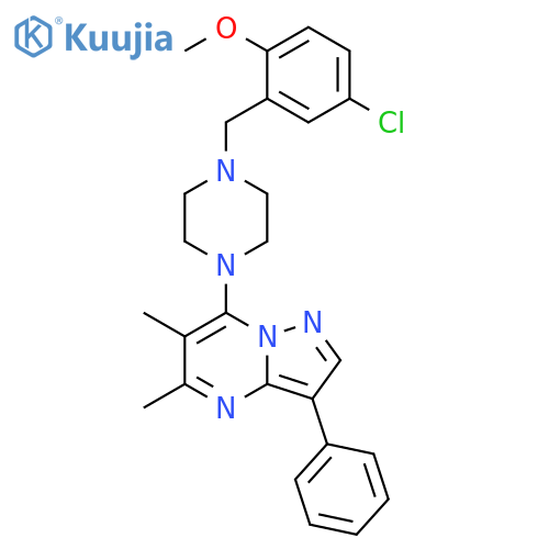 1-(5-chloro-2-methoxyphenyl)methyl-4-{5,6-dimethyl-3-phenylpyrazolo1,5-apyrimidin-7-yl}piperazine structure