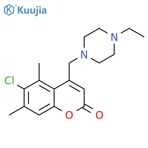 6-chloro-4-(4-ethylpiperazin-1-yl)methyl-5,7-dimethyl-2H-chromen-2-one structure